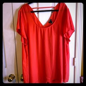 Torrid - Coral Chiffon V-Cut Blouse